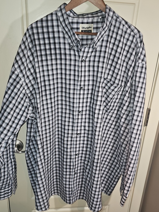 Wrangler Other - Wrangler Black, White & Purple Plaid Button-Down Shirt Size 4XL